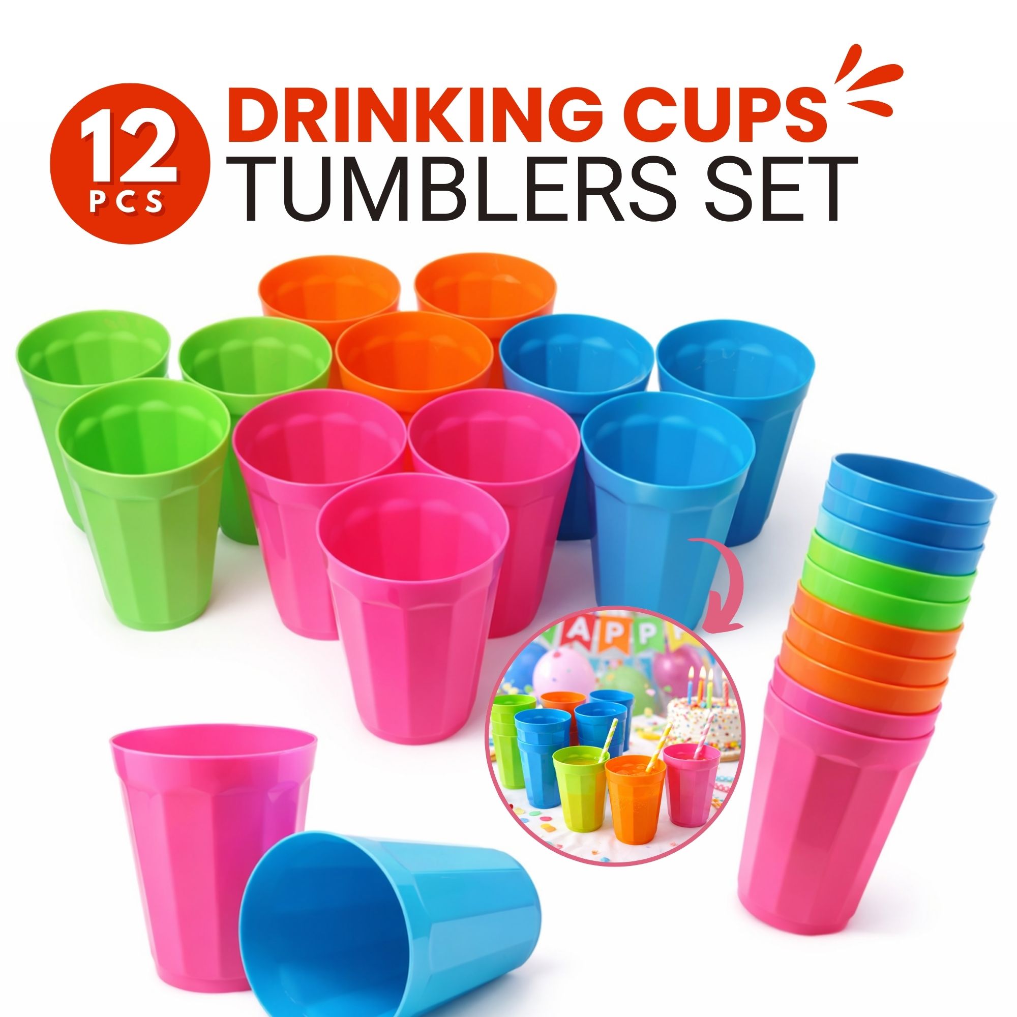 Product Plastic Cups 16oz Reusable Colorful Drinking Cup Set Food Grade ...