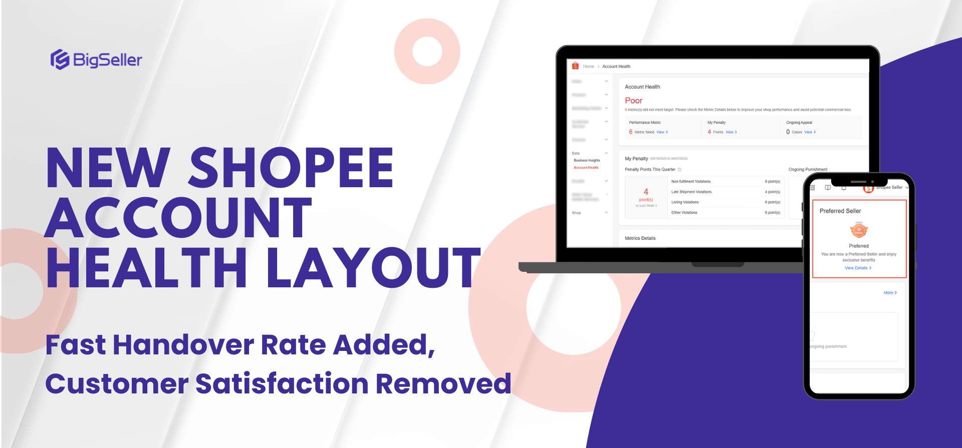 New Shopee Account Health Layout: Fast Handover Rate Added, Customer Satisfaction Removed