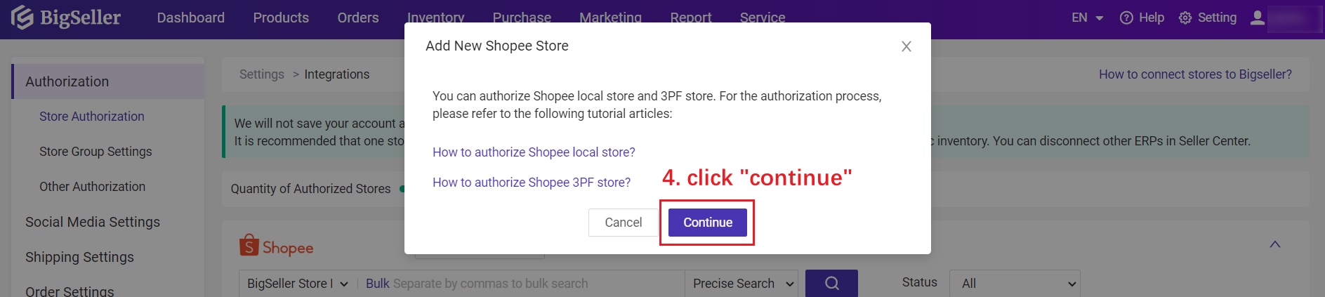 buka kedai shopee baru, banyak kedai online shopee, authorise connect kedai global shopee dalam erp percuma senang mudah, easy free erp, shopee store, kedai shopee, lazada, tiktokshop, ecommerce, online business, bisnes online