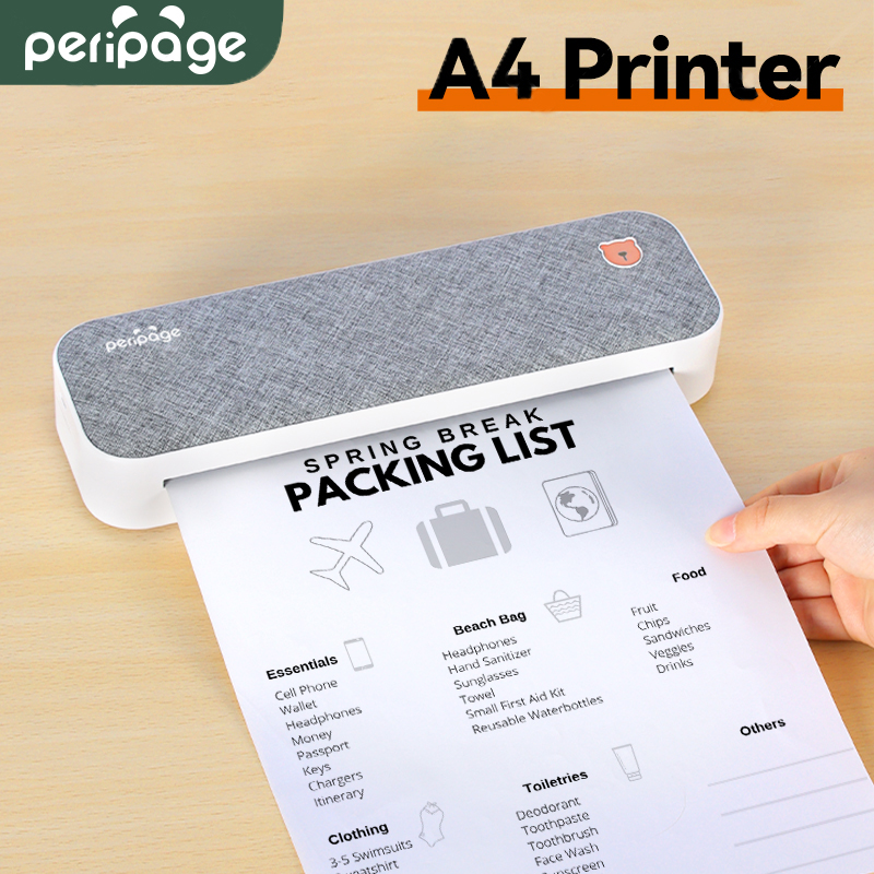 PeriPage A4 Wirless Mini Printer Direct Thermal Transfer Printer USB BT  Connection Printing PDF File Webpage Contract Picture - AliExpress