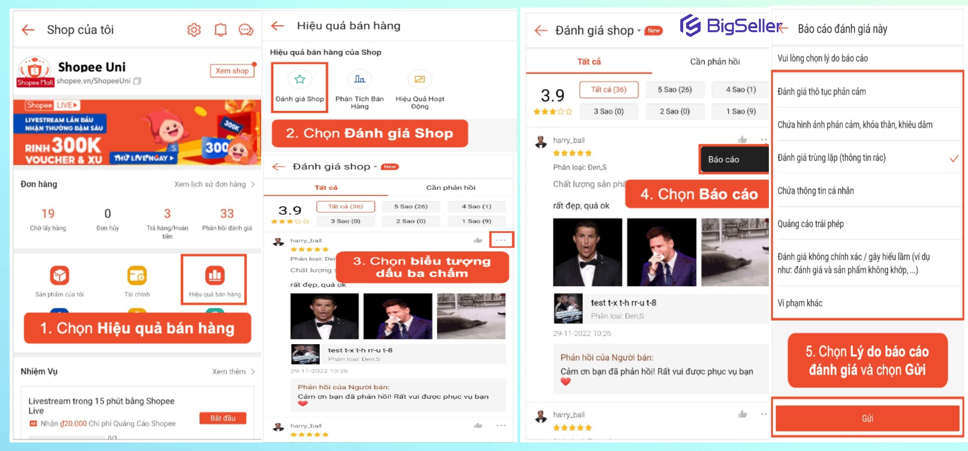 Chỉnh sửa đánh giá 1 sao và  ẩn đánh giá xấu trên Shopee