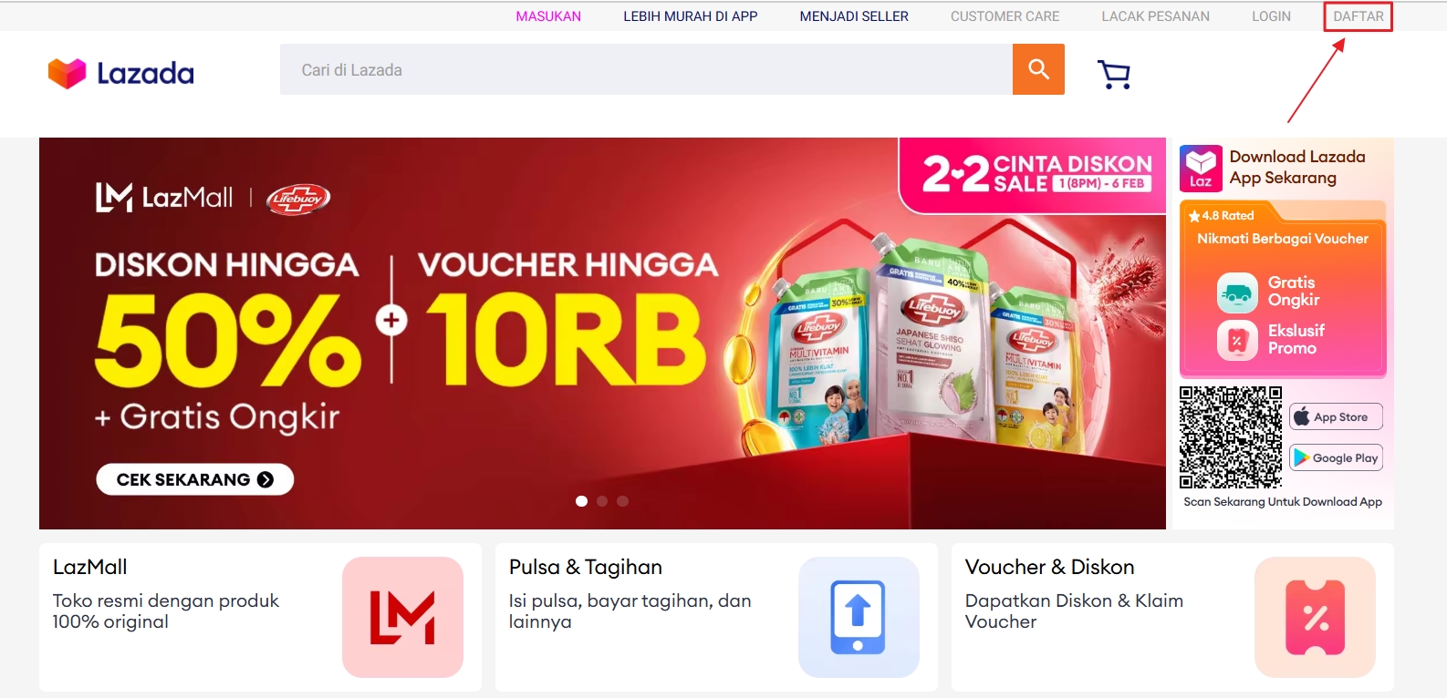 Cara Membuat Akun Lazada di website