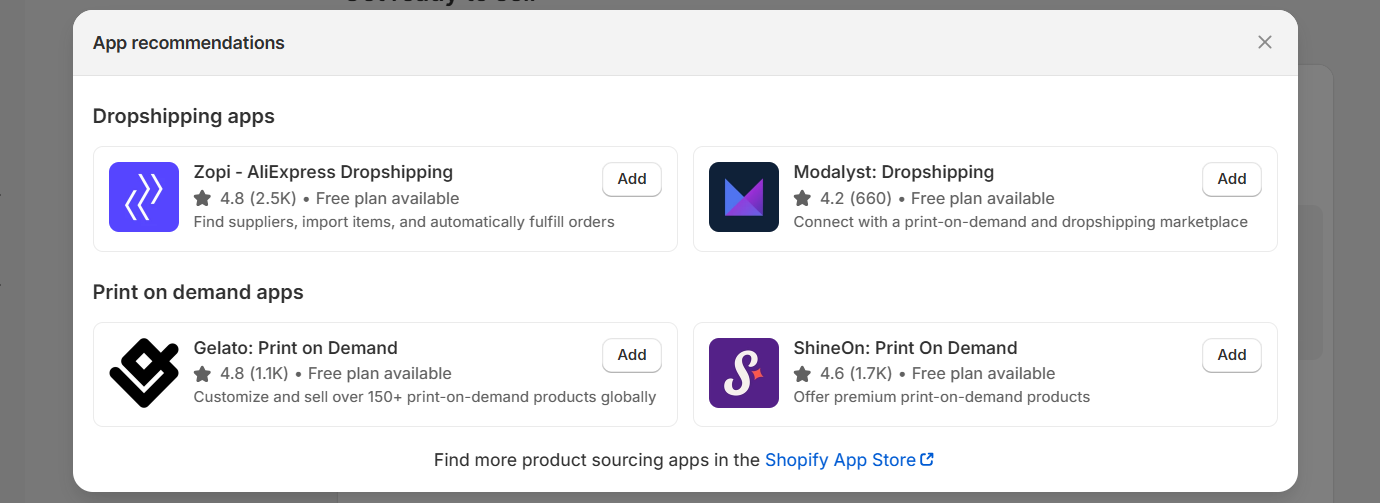 dropshipping apps recommended by shopify