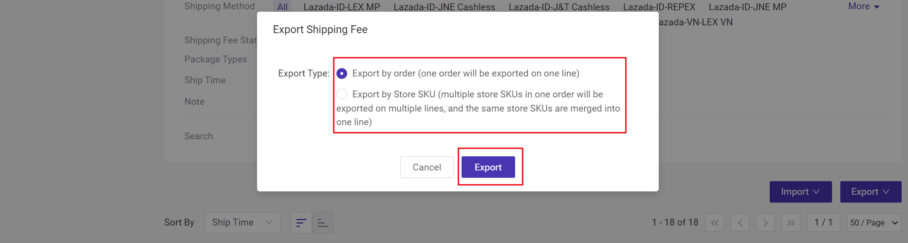 BigSeller Export orders with the negative shipping fee