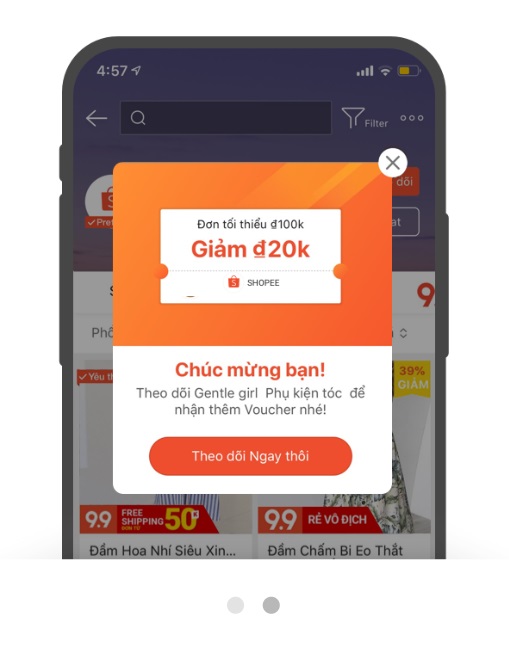Tạo ưu đãi bằng voucher để tăng follow quảng cáo Shopee hiệu quả