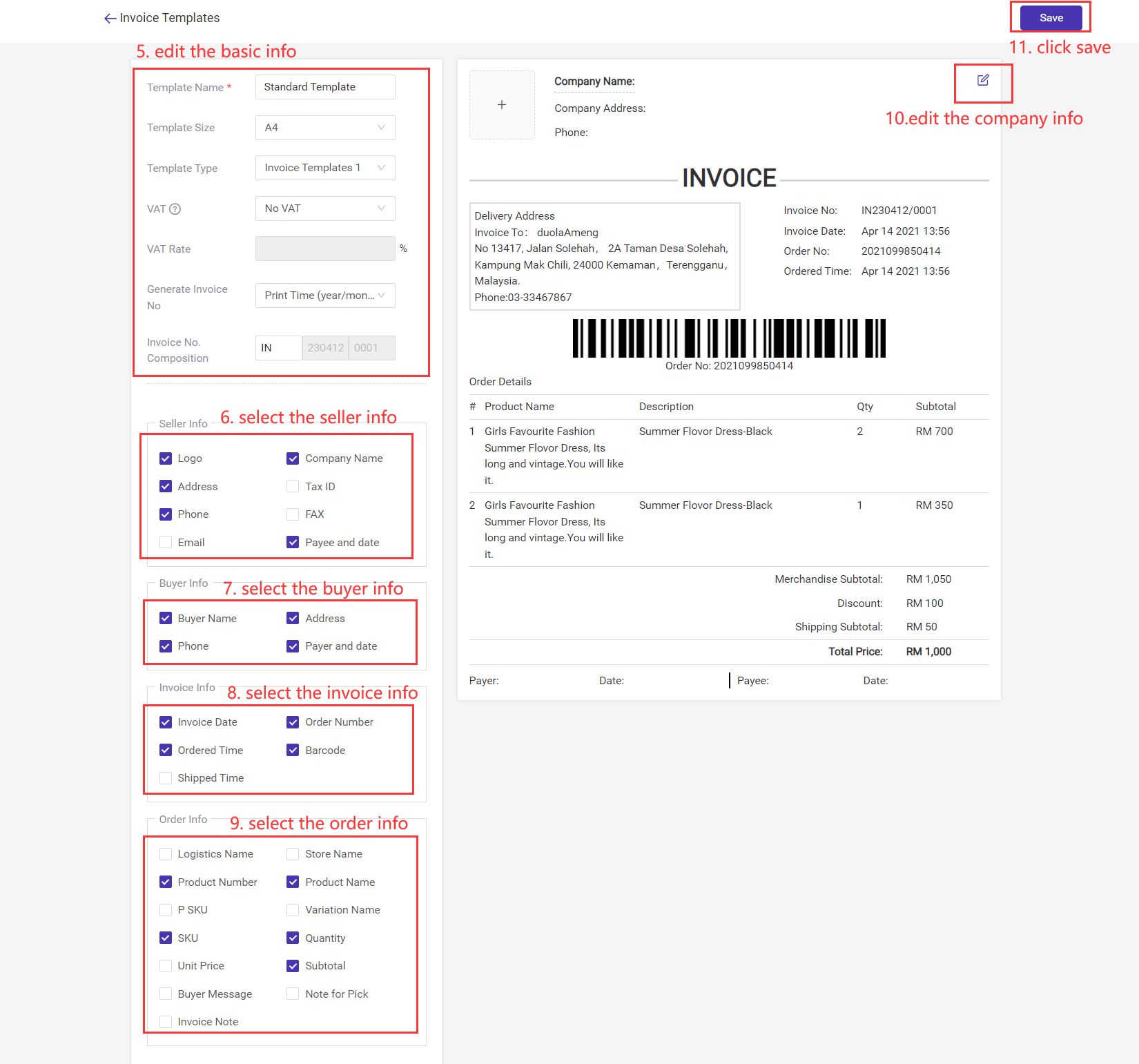 bigseller invoice