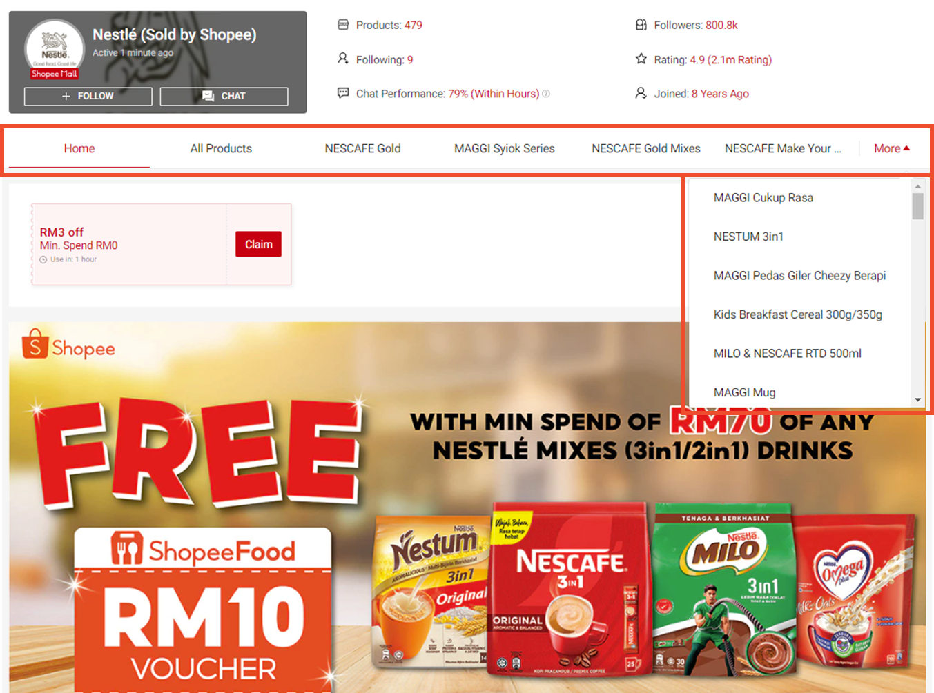 shopee shop category