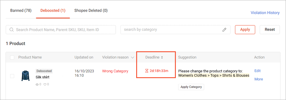 shopee listing wrong category3