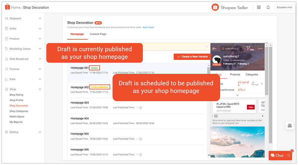 shopee premium shop decoration